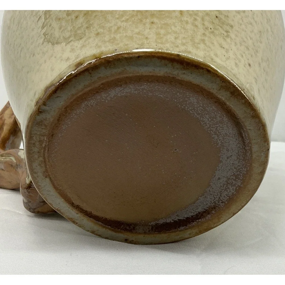 Vintage Pottery Pitcher With Raised‎ Grapevine Design – Rustic Pottery Pitcher